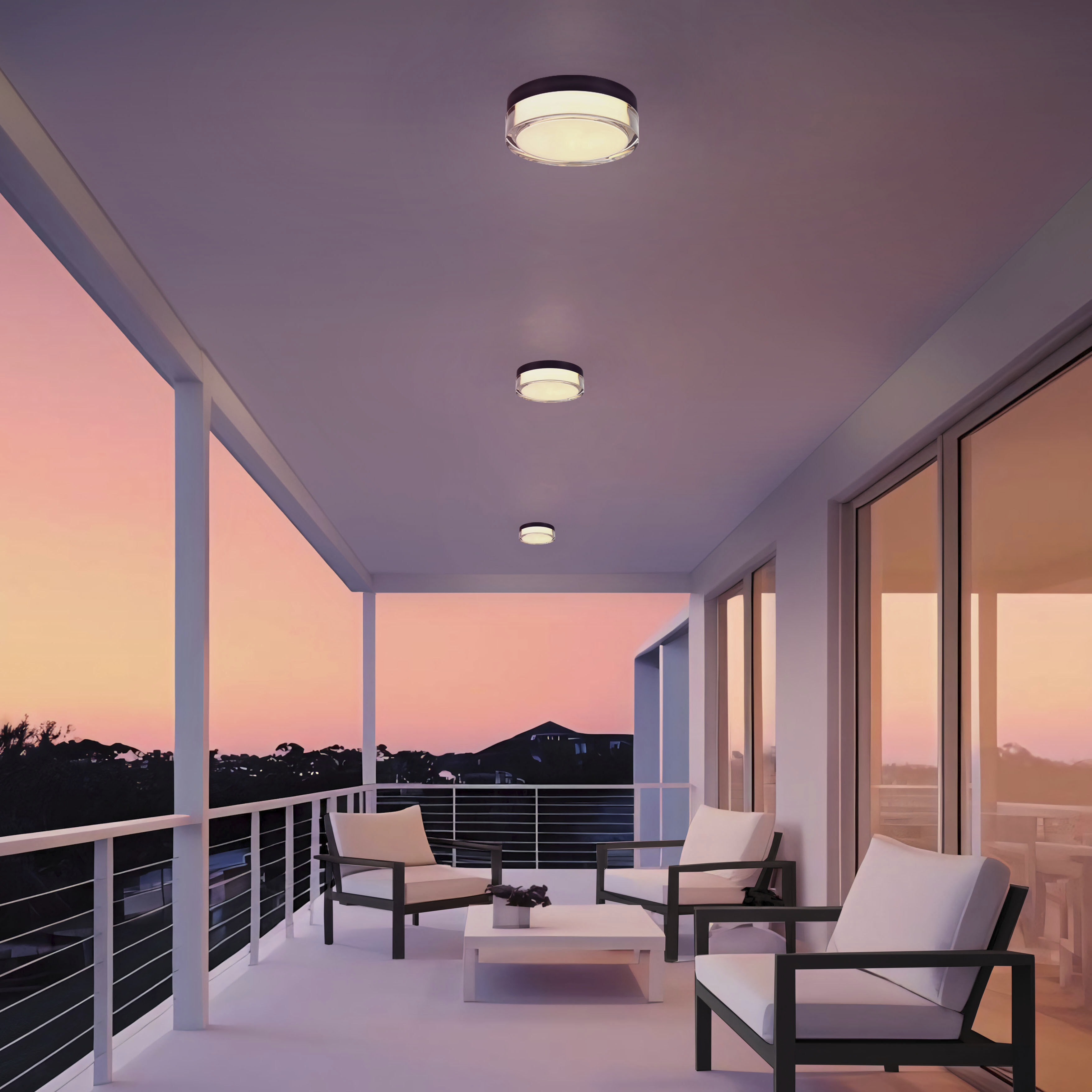 Sunspot LED 9 inch Sand Black Outdoor Flush Mount